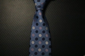 藍色真絲領帶/大波點刺繡英倫風紳士necktie