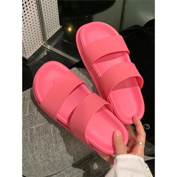 細細條 ins韓版個性雙帶厚底拖鞋夏季戶外穿度假防滑沙灘涼拖鞋女