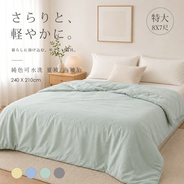 BELLE VIE 歐規特大 日系純色無印風 可水洗雙人薄被胎 (240x210cm) 多色任選 可當涼被使用