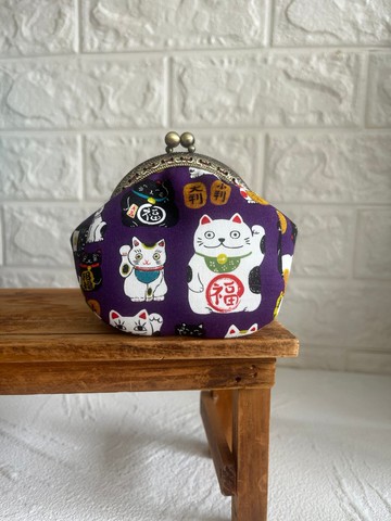 招財貓貓 - 手縫口金零錢包