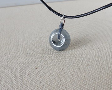 【金剛結】本命年【平安如意】冰烏雞翡翠韓國蠟線項鍊NB09避邪