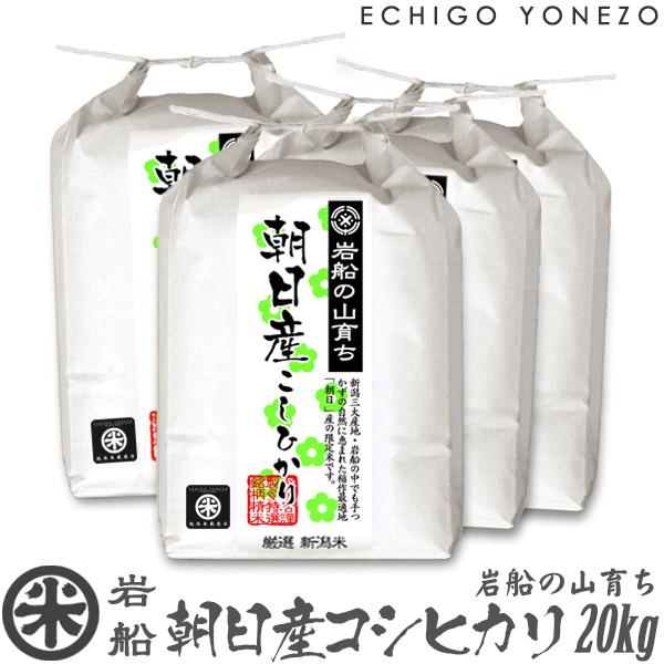 [新米 令和5年産] 岩船の山育ち 朝日産コシヒカリ 特選限定米 20kg (5kg×4袋) 新潟米 こしひかり お米 白米 送料無料 ギフト対応