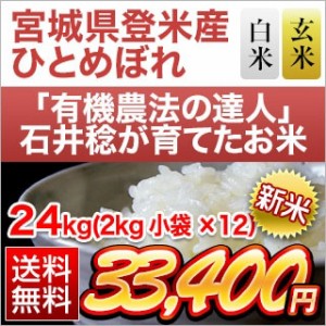 お米 24kg (2kg×12袋) 新米 令和5年(2023年)産 有機JAS認定 有機米の達人 石井稔さんの ひとめぼれ 