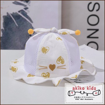 【akiko kids】可愛蝴蝶結愛心網面透氣漁夫帽