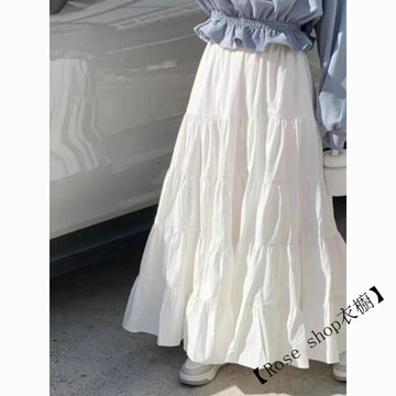 白色半身裙女春夏秋小個子高腰顯瘦a字長裙芭蕾風氣質蛋糕傘裙潮 半身裙 女生裙子 裙裝 半裙
