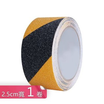 【荷生活】黃黑斜紋磨砂質感安全防滑警示膠帶 防水耐磨增強摩擦止滑膠帶-2.5cm寬-1卷組