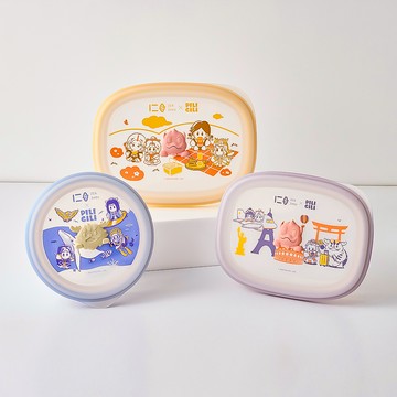 限時優惠【仁舟淨塑X霹靂吉利】《霹靂布袋戲聯名款》矽密盒3件組 - 1200ml野餐+900ml旅行+600ml海洋 | 保鮮盒/微波便當盒/矽膠餐盒