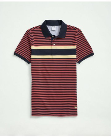 Brooks Brothers Men's Supima Cotton Original-Fit Chest Stripe Polo Shirt | Red | Size Medium