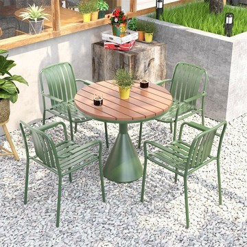 簡約風露天陽臺休閑餐桌紅奶茶店戶外小圓桌花園露臺室外桌椅組合[DD050209]