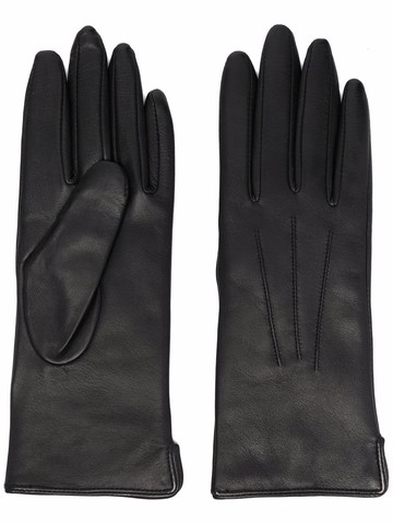 Aspinal Of London - tonal stitching gloves - women - Leather/Cashmere/Wool - S - Black