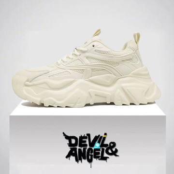 小惡魔與天使drew男鞋2025年新款透氣厚底笑臉男士百搭休閑老爹鞋