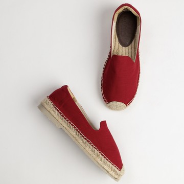 【One Shoe】手作草編鞋 素面款-正紅 Espadrilles