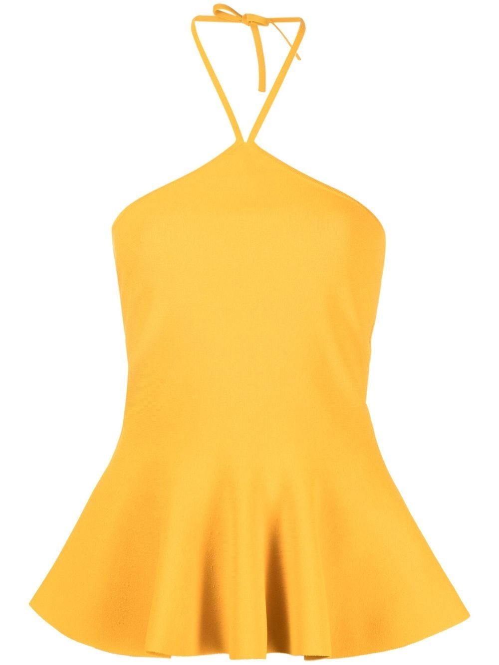 Stella McCartney - peplum-hem halterneck top - women - Viscose/Polyester - 42 - Yellow