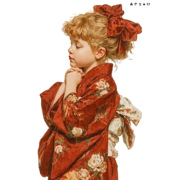 【12月新品4】07-114-0150 人物貼紙 和服復古