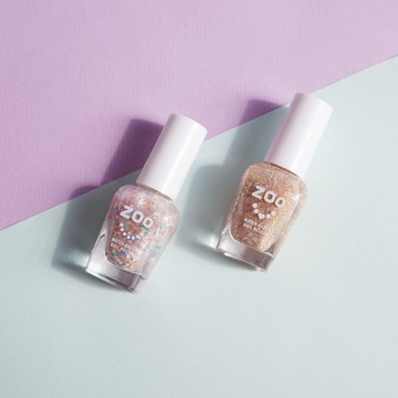 【ZOO ㄖㄨˋ】兒童拋棄式指甲油 #80金羽毛戒指+#81銀鑽石手鍊（兩瓶組/8.5ml)