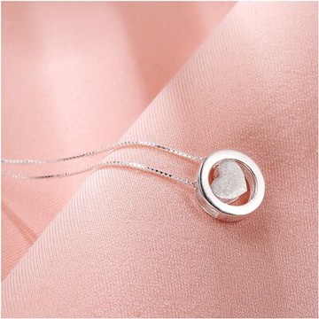 925純銀項鍊愛心吊墜-日韓時尚鏤空圓環女飾品73qi21【獨家進口】【米蘭精品】