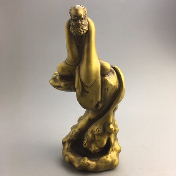 仿古純銅禪意達摩倒流香家居辦公室書房茶道熏香擺件黃銅倒流香