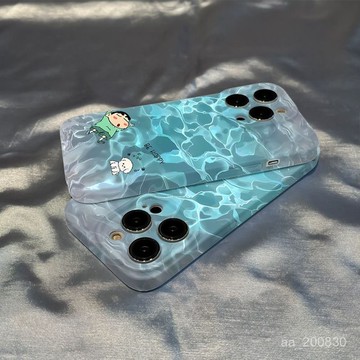 遊泳小新適用蘋果 果手機殼 iPhone 16 15 14 13 12 11 XR XS  pro max 防摔殼 硬殼