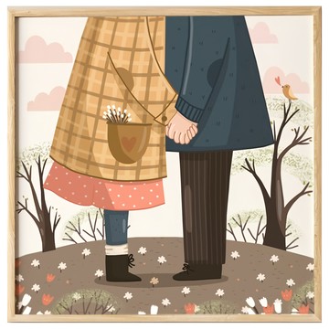 BOLUO GALLERY 菠蘿選畫所 有情人 APLS4432D 掛畫  40 x 40cm  木色