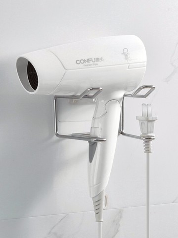 不銹鋼吹風機置物架衛生間免打孔掛架電吹風支架浴室風筒壁掛架子