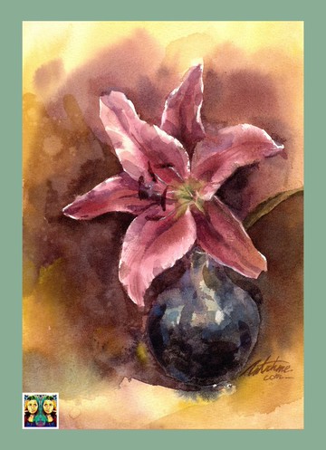 粉紅百合2_手繪原作(僅此一件)