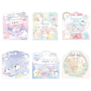 CRUX 袋裝貼紙包(21入)-夜空/水果日記/扭蛋/閃爍的故事/多彩多姿/花熊