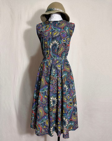圖騰多彩無袖古著洋裝/ 國外帶回 VINTAGE