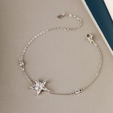 [925純銀]星辰織夢透澈星星手鍊【SL1026】-銀