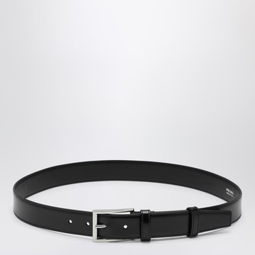 Black polished leather belt