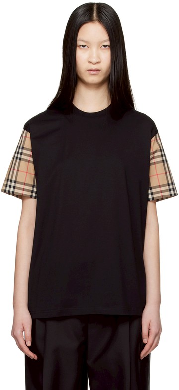 Burberry 黑色 Check Sleeve T 恤