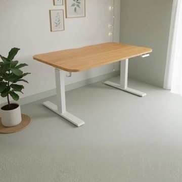 aka 超升動電動升降桌 120x70cm(三節式雙馬達/坐站兩用/辦公桌)白楓木紋/白桌腳