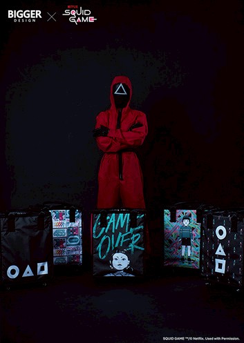 魷魚遊戲 摺疊附輪拖拉袋