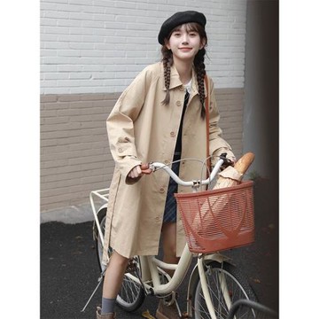 2025年新款小個子高級感學院風卡其色中長款風衣外套女春秋季薄款