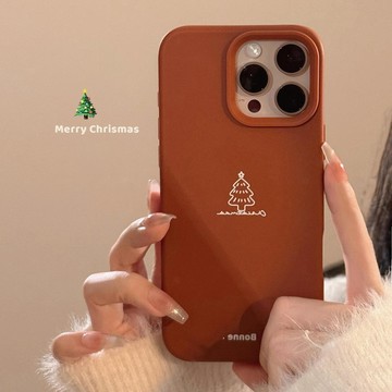 ins風紅色聖誕樹iphone18手機殼蘋果17簡約16硅膠14pro max適用15