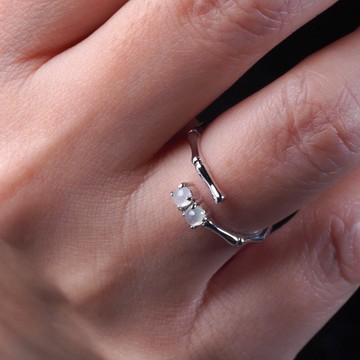 冰種翡翠蛋面戒指 925純銀 | 天然緬甸玉翡翠A貨 | 送禮