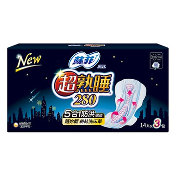 [家速配]蘇菲超熟睡夜用28cm14片-細緻棉柔