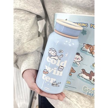 圍巾貓咪保溫杯304不銹鋼400ml大容量高顏值便捷隨行水杯可愛學生