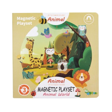 JoyNa - 益智玩具 書本式磁吸認知學習書 場景拼圖-動物世界 (25*25cm)