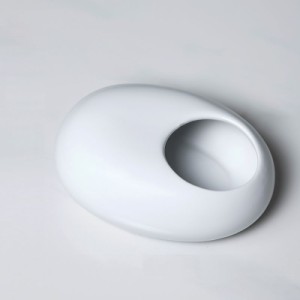 灰皿 オーバル型 スタイリッシュ 光沢感あり 陶器製 (ホワイト)
