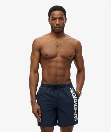 Superdry Men's Sport Graphic 17-inch Swim Shorts Navy Size: L
