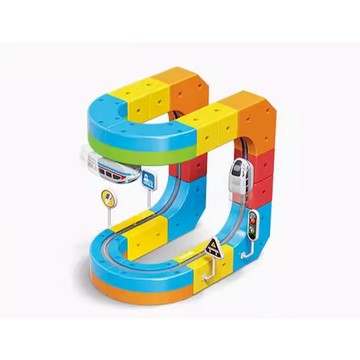 【W先生】3D磁力軌道列車 32片 電動 火車 拼裝 磁力車 磁吸 組裝 軌道車 DIY 磁性 積木 反重力 爬牆車
