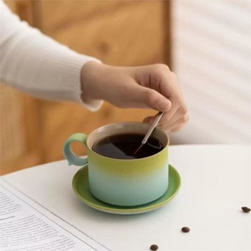 覓彩小清新高顏值咖啡杯子辦公室陶瓷杯碟套裝家用馬克杯杯子水杯