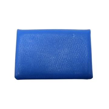 【二手名牌BRAND OFF】HERMES 愛馬仕 藍色 Chevre皮革 Calvi 卡夾 名片夾 B刻