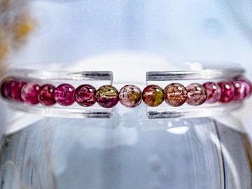 【彩虹糖果碧璽】高品透體色標 帶四顆西瓜碧璽 水晶手串手鍊