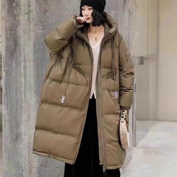 現貨+預購 真羽絨90%鴨絨羽絨外套-大版長款連帽過膝外女夾克5色74jx35【獨家進口】【米蘭精品】