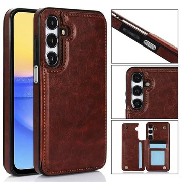 復古純色皮紋卡包適用三星a56手機殼a53/a54/a55插卡皮套a15/a35/a16/a26/a36防摔a13/a14保護套a71/a32/a22