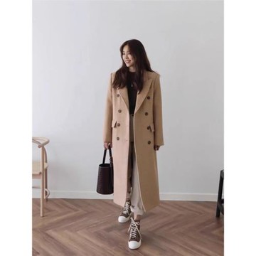 毛呢大衣女中長款2024秋冬韓版流行新款呢子大衣加厚加棉毛呢外套