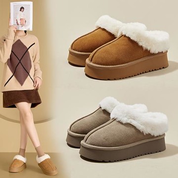 毛毛鞋女秋冬季外穿加絨單鞋2025新款豆豆鞋勃肯鞋小碼女鞋313233