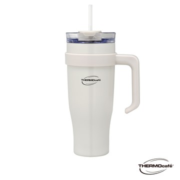 【THERMOcafe' 凱菲】不銹鋼吸管保冷杯_TCHC-1200系列_1200ml_香草米白