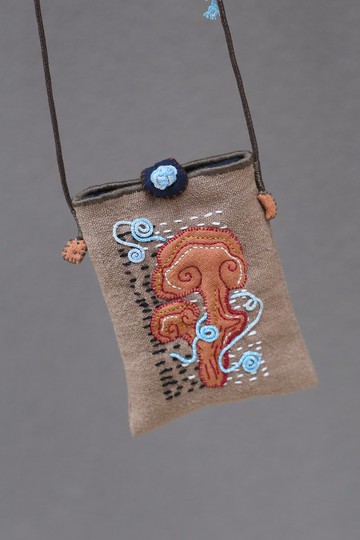 壹染指原創 全手縫 | 棉麻 靈芝 斜挎 收納 小布包 | 現貨